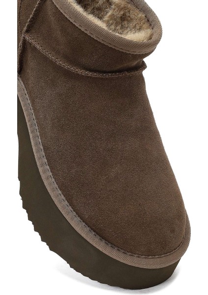 Kadın Vizon Kalın Tabanlı Süet Deri Teddy Bot 25WFD492910