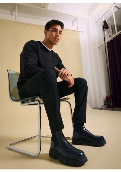 Bisiklet Yaka Basic Düz Siyah Erkek Kazak PBF5WM-KZK9557 fırsatları