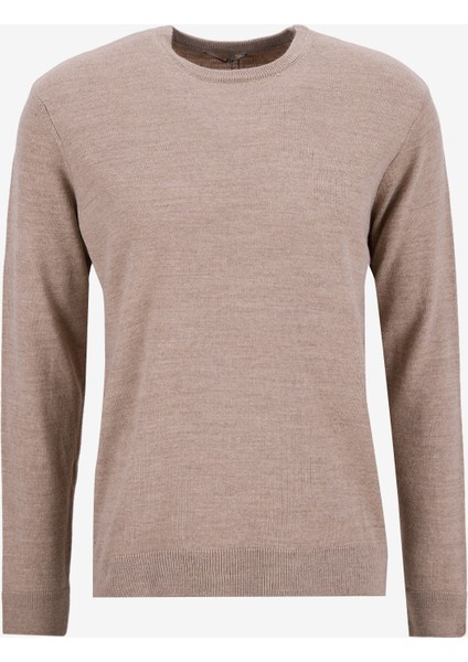 Bisiklet Yaka Basic Düz Bej Erkek Kazak PBF5WM-KZK9557