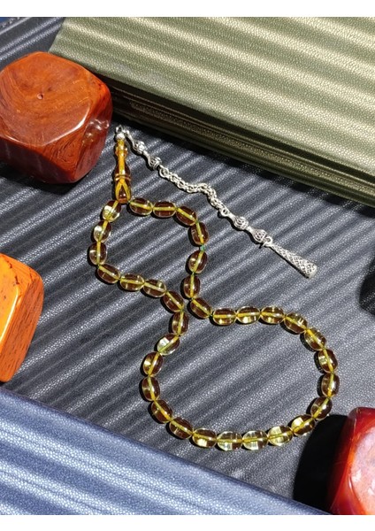 Ateş Kehribar Tesbih Yeşil Renkli