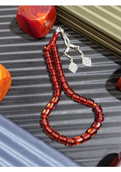 Yeşil Sıkma Kehribar Tesbih + Bal Rengi Sıkma Çubuk Kehribar Tesbih modelleri