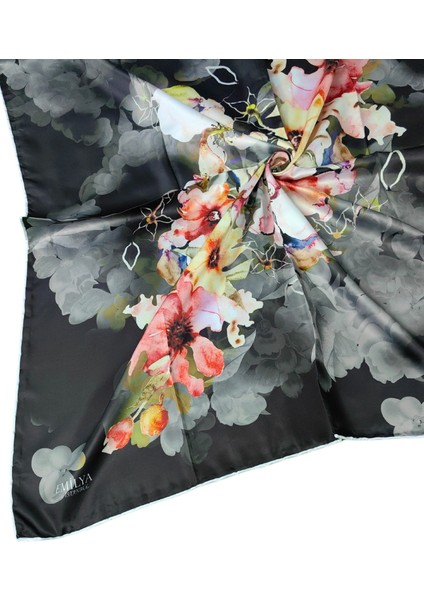 Emilya Rayon Çiçek Desenli Şal Eşarp 90X90 cm modelleri