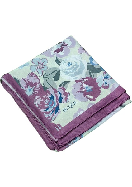 Buqle Jan Jan Çiçek Desenli Saten Eşarp - 100X100 cm fiyatları