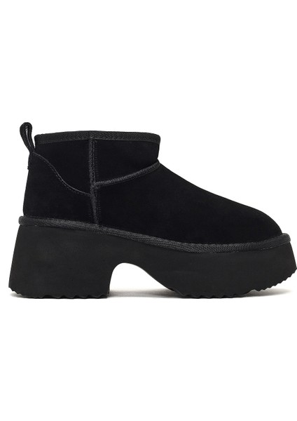 Kadın Siyah Kalın Tabanlı Süet Deri Teddy Bot 25WFD492910