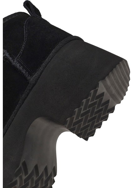 Kadın Siyah Kalın Tabanlı Süet Deri Teddy Bot 25WFD492910