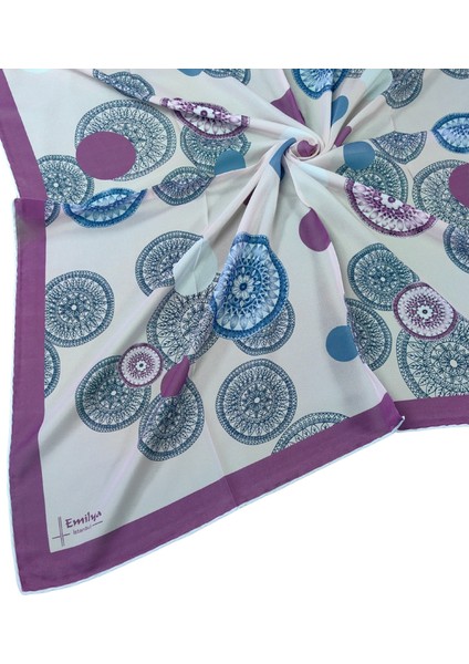 Emilya Kadın Fresh Şifon Desenli Geometrik Eşarp 90X90 cm