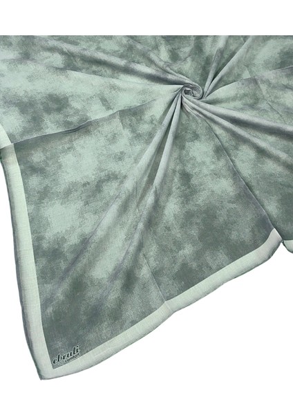 Ebruli Soft Pamuklu Desenli Eşarp - 95X95 cm