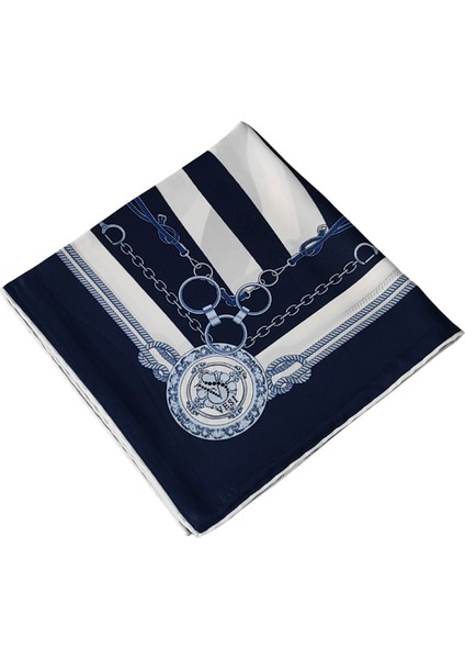 Vesi Eşarp Zincir Desenli Sport Twill Eşarp 120X120 cm