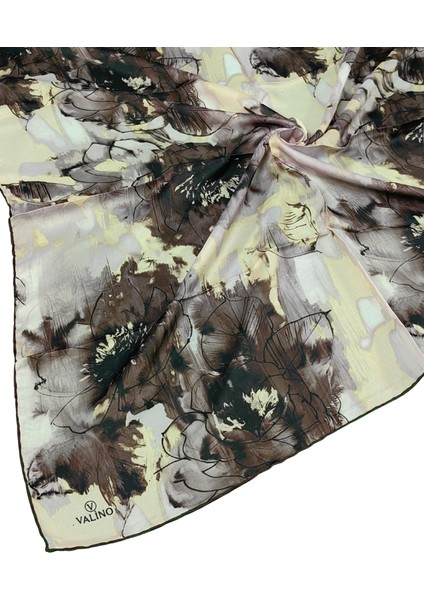 Valino Çiçek Desenli Şifon Eşarp – 90X90 cm