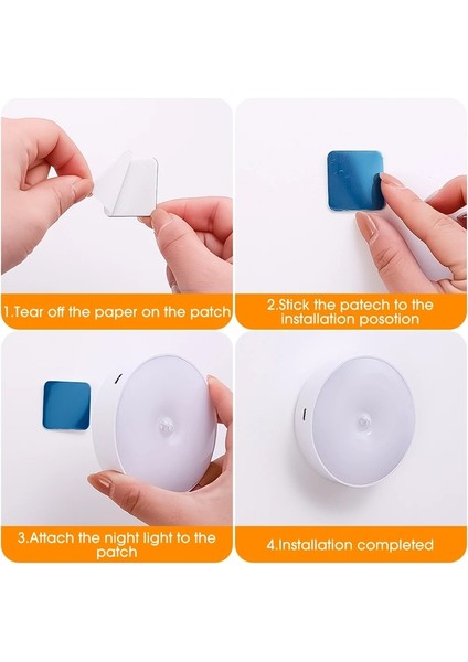 3' Lü Şarjlı LED Gece Lambası - Hareket Sensörlü, Kablosuz ve Taşınabilir Aydınlatma