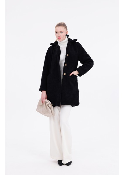 Düğmeli Cepli Kadın Peluş Kaban indirimleri