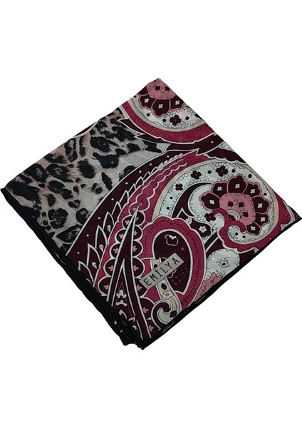 Emilya Fres Krep Leopar Desenli Eşarp 90X90 cm modelleri