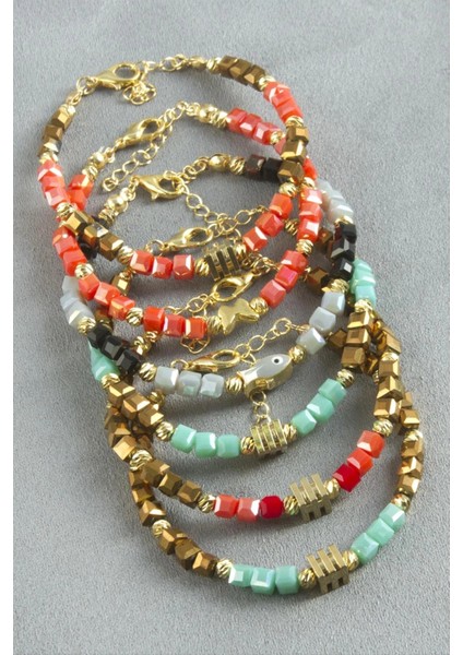 Karışık Figürlü Küp Kristal Bileklik