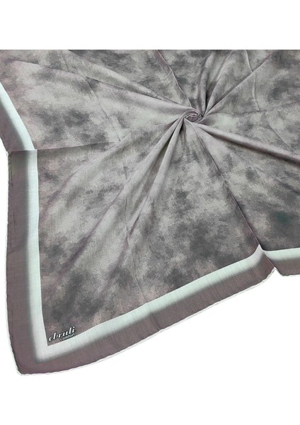 Ebruli Soft Pamuklu Desenli Eşarp - 95X95 cm