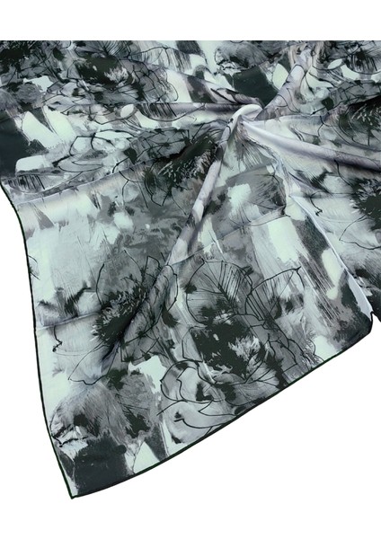 Valino Çiçek Desenli Şifon Eşarp – 90X90 cm
