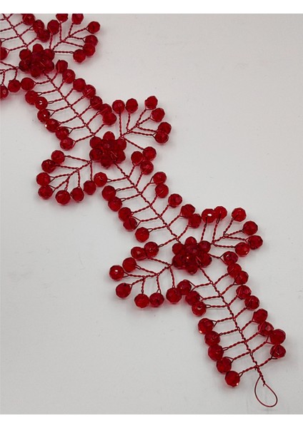 Boncuklu, Çiçekli Kristal Gelin Tacı Saç ve Türban Aksesuarı