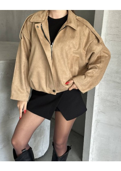 Yeni Sezon Oversize Süet Bomber Ceket