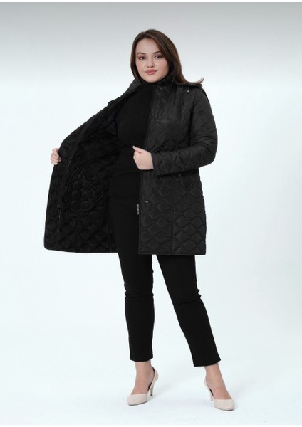 Billur Kadın Büyük Beden Astarlı Kapüşonlu Kapitone Yelek fiyatları