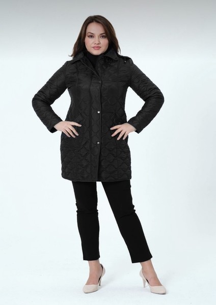 Billur Kadın Büyük Beden Astarlı Kapüşonlu Kapitone Yelek modelleri