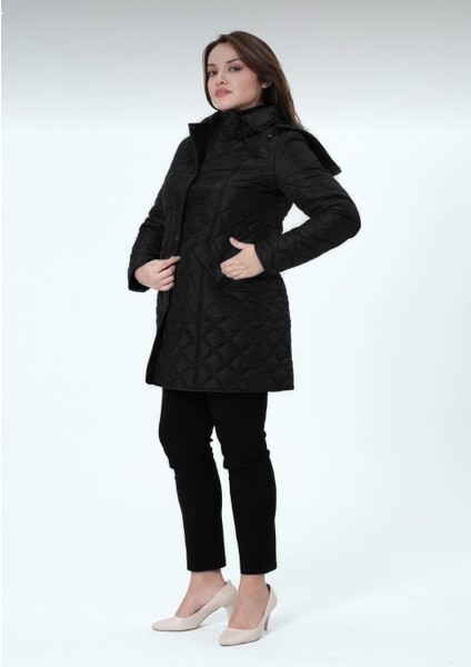 Billur Kadın Büyük Beden Astarlı Kapüşonlu Kapitone Yelek fırsatları