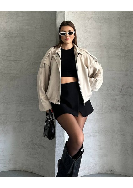 Yeni Sezon Oversize Süet Bomber Ceket