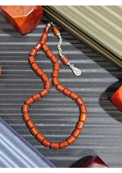 Kırmızı Sıkma Çubuk Kehribar + Kahverengi Çubuk Kehribar Tesbih fiyatları