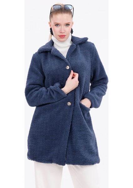 Düğmeli Cepli Kadın Peluş Kaban fırsatları