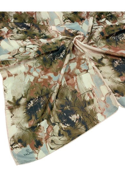 Valino Çiçek Desenli Şifon Eşarp – 90X90 cm