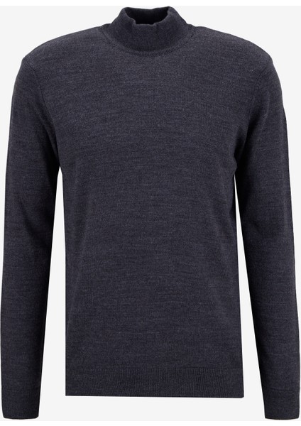 Dik Yaka Basic Düz Antrasit Erkek Kazak PBF5WM-KZK9556