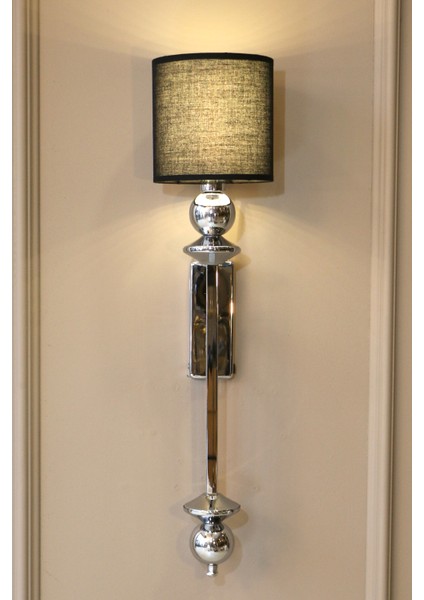 Nereid Krom Renk Aplik Siyah Kumaş Başlık Şık Pilli Duvar Apliği fiyatları