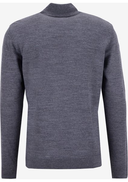 Dik Yaka Basic Düz Gri Erkek Kazak PBF5WM-KZK9556 fiyatları