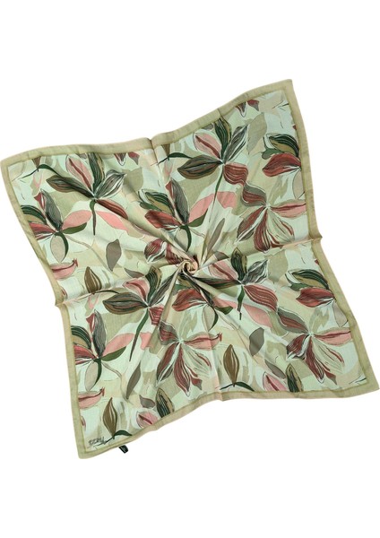 Ebruli Soft Pamuklu Çiçek Desenli Eşarp - 95X95 cm fiyatları
