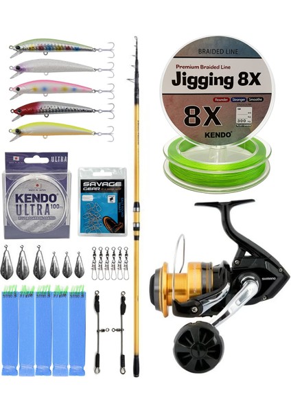YekOutdoor Yüksek Performans Shimano Kamış Beastmaster FX Surf Tele 4,25m 200g 6pc&Shimano Makina Socorro 8000 SW