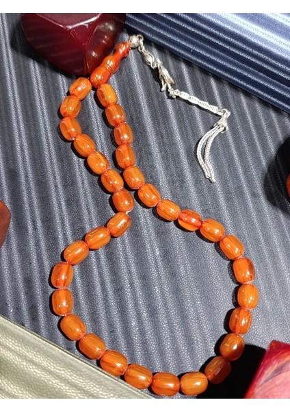 Sıkma Kehribar Tesbih Bal Renkli