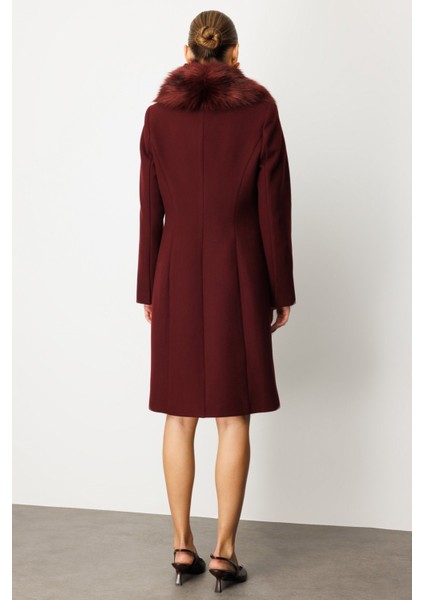 Yakası Kürklü Kapak Cepli Kaban Bordo 06065 modelleri
