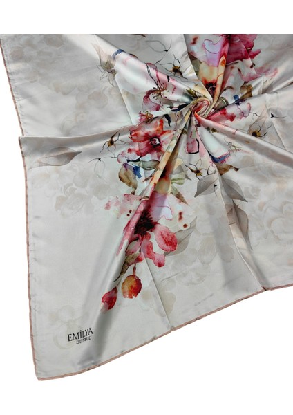 Emilya Rayon Çiçek Desenli Şal Eşarp 90X90 cm modelleri
