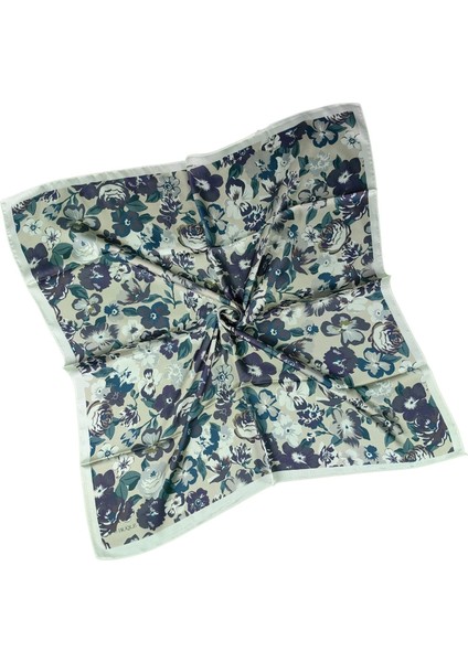 Buqle Jan Jan Çiçek Desenli Saten Eşarp - 100X100 cm modelleri