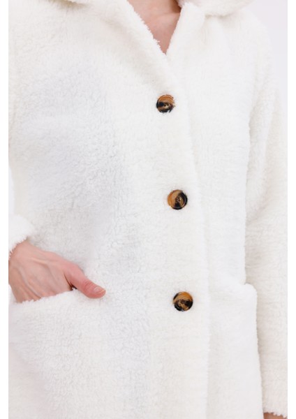 Düğmeli Cepli Kadın Peluş Kaban fiyatları