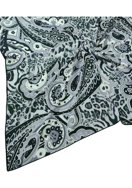 Emilya Fres Krep Leopar Desenli Eşarp 90X90 cm