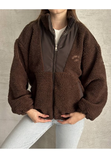 Oversize Fermuarlı Peluş Ceket