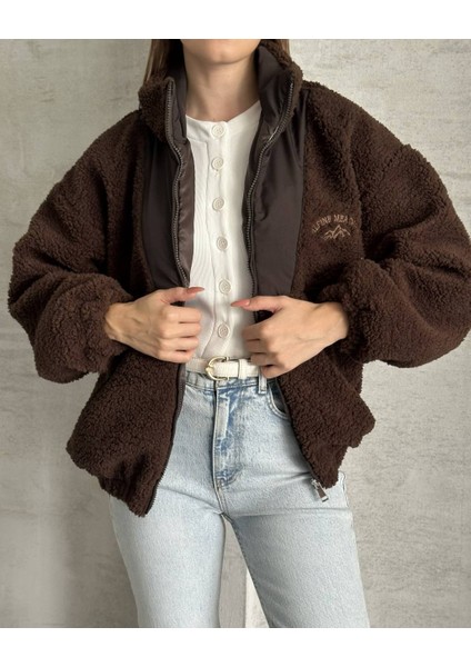 Oversize Fermuarlı Peluş Ceket modelleri
