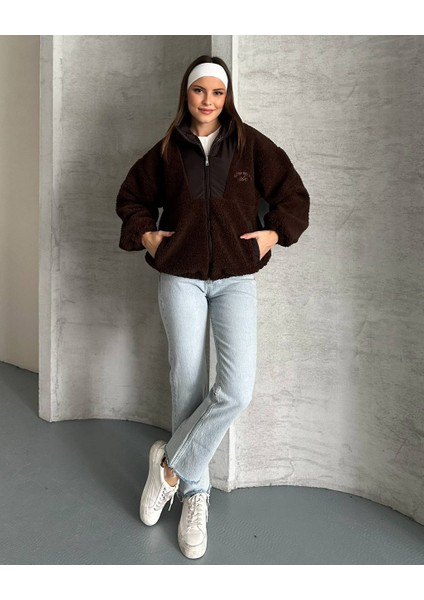 Oversize Fermuarlı Peluş Ceket
