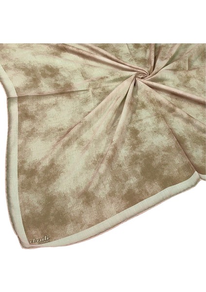 Ebruli Soft Pamuklu Desenli Eşarp - 95X95 cm