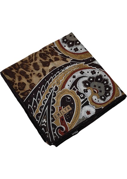 Emilya Fres Krep Leopar Desenli Eşarp 90X90 cm modelleri