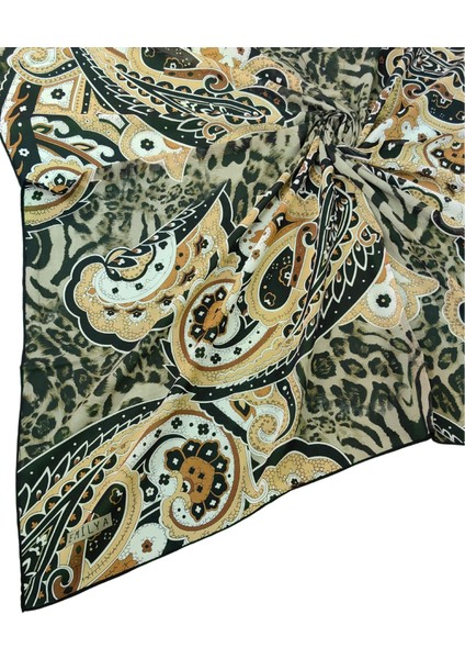 Emilya Fres Krep Leopar Desenli Eşarp 90X90 cm