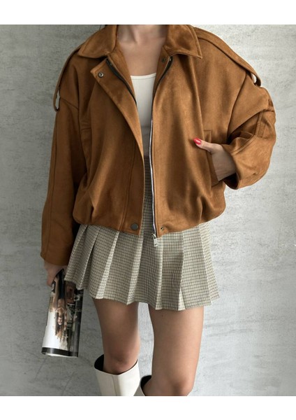 Yeni Sezon Oversize Süet Bomber Ceket