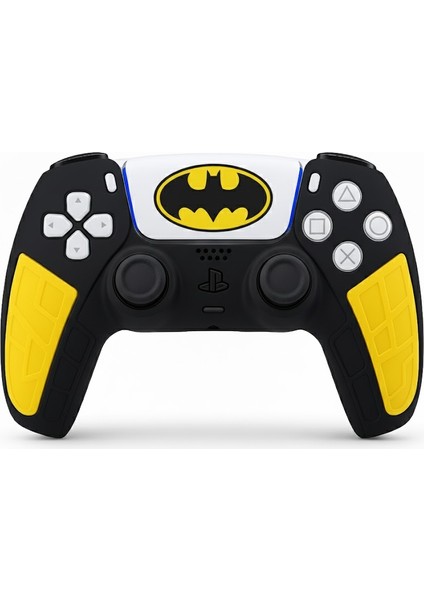 Ps5 Dualsense Joystick Koruyucu Silikon Kılıf Sarı-Siyah +Sticker – Yüksek Kaliteli, Esnek, Şık Mavi Beyaz Desenli Kaplama