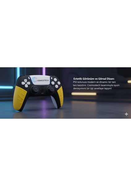 Ps5 Dualsense Joystick Koruyucu Silikon Kılıf Sarı-Siyah +Sticker – Yüksek Kaliteli, Esnek, Şık Mavi Beyaz Desenli Kaplama indirimleri