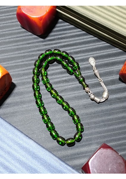 Sıkma Çubuk Kehribar Tesbih Yeşil Renkli fiyatları