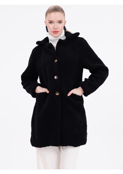 Düğmeli Cepli Kadın Peluş Kaban indirimleri